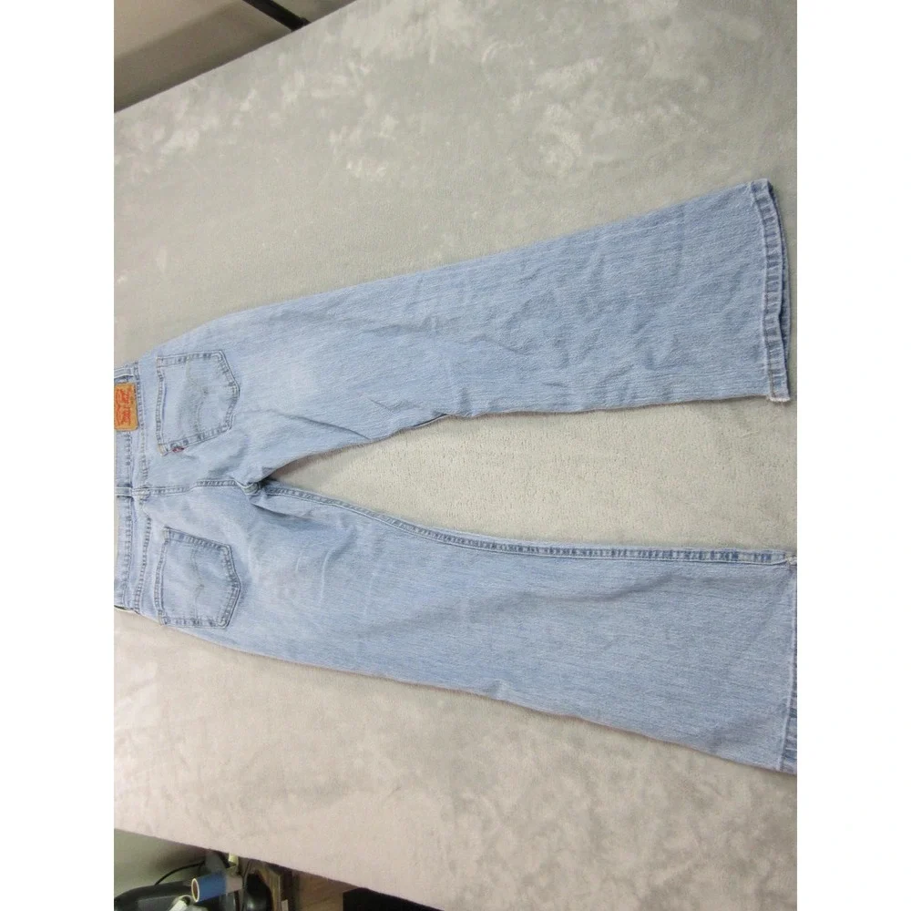Levi's 527 Slim Bootcut Mens 32x30 Light Blue Frayed Hem Western Denim Jeans